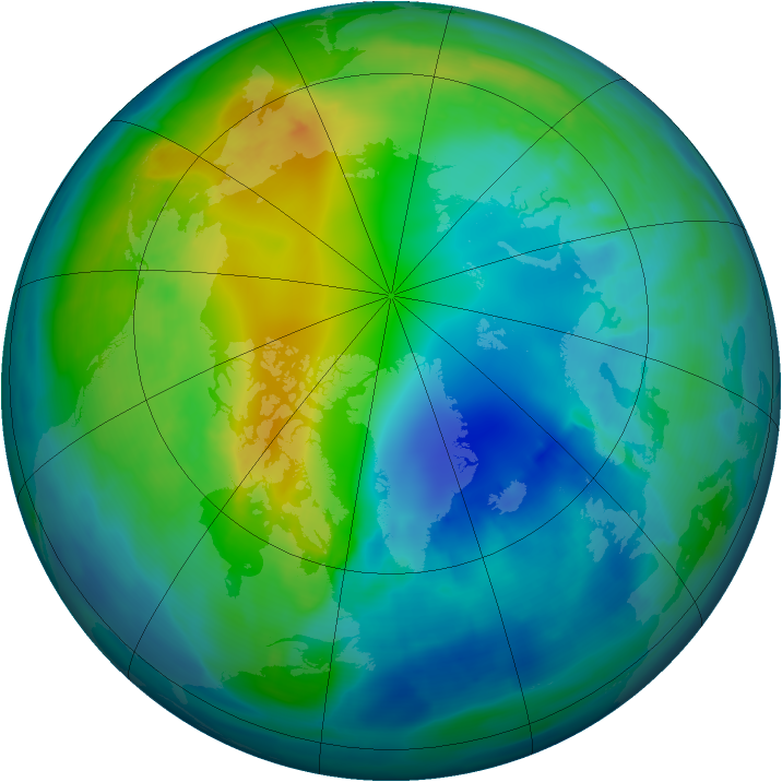 Arctic ozone map for 06 November 2009